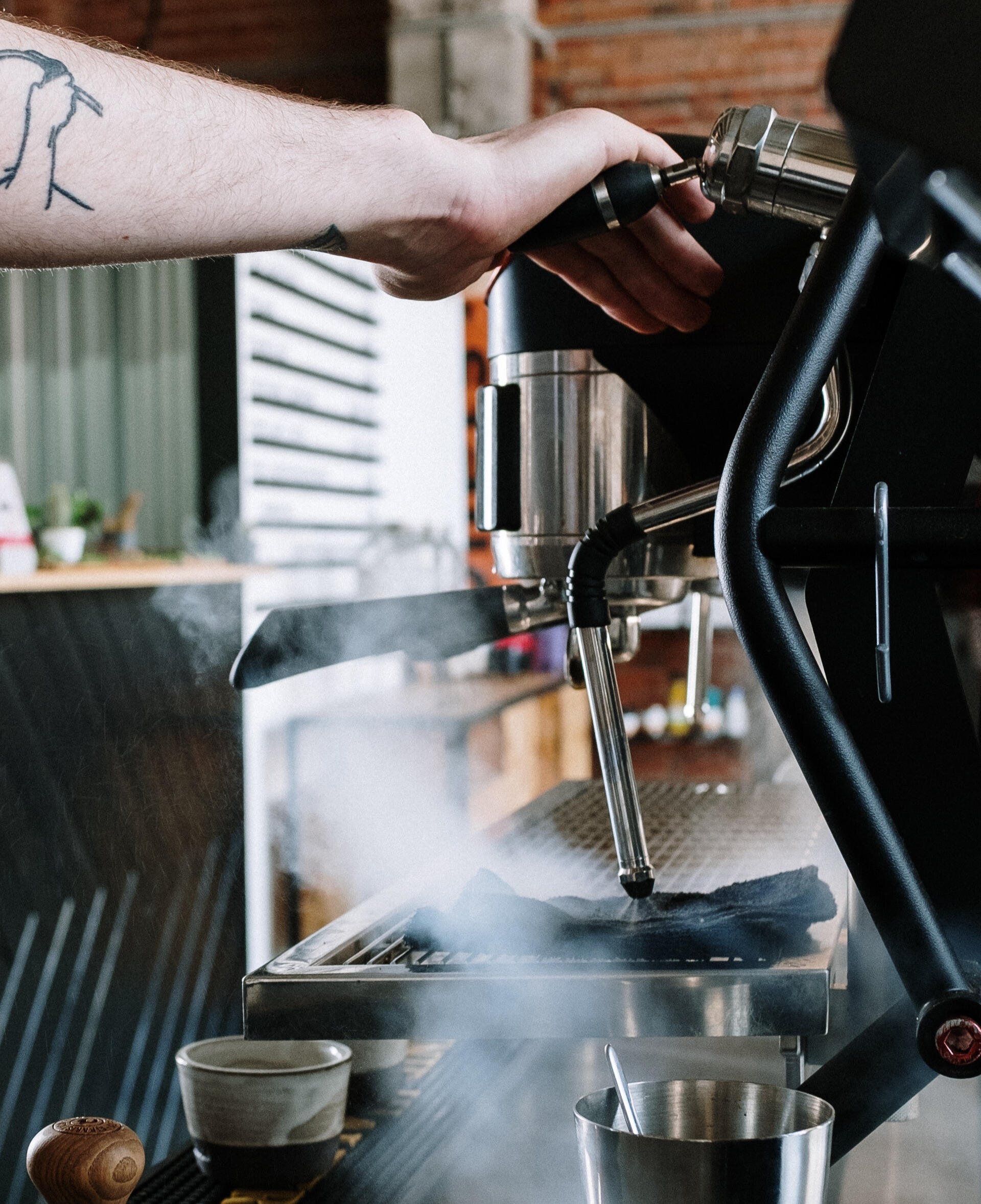 Milk Steaming Hand steaming milk